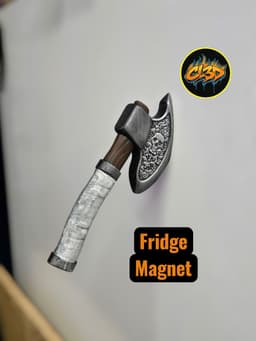 Ornate Skull Axe Fridge Magnet 3d model