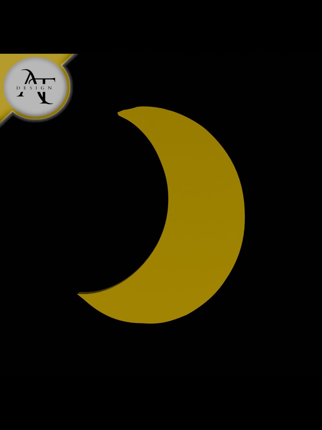 Simple Moon Symbol - 2D Art 3d model