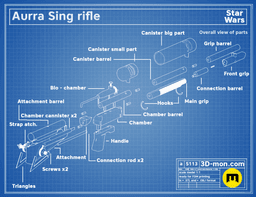 Adventurer slugthrower rifle (Aurra Sing) 3d model