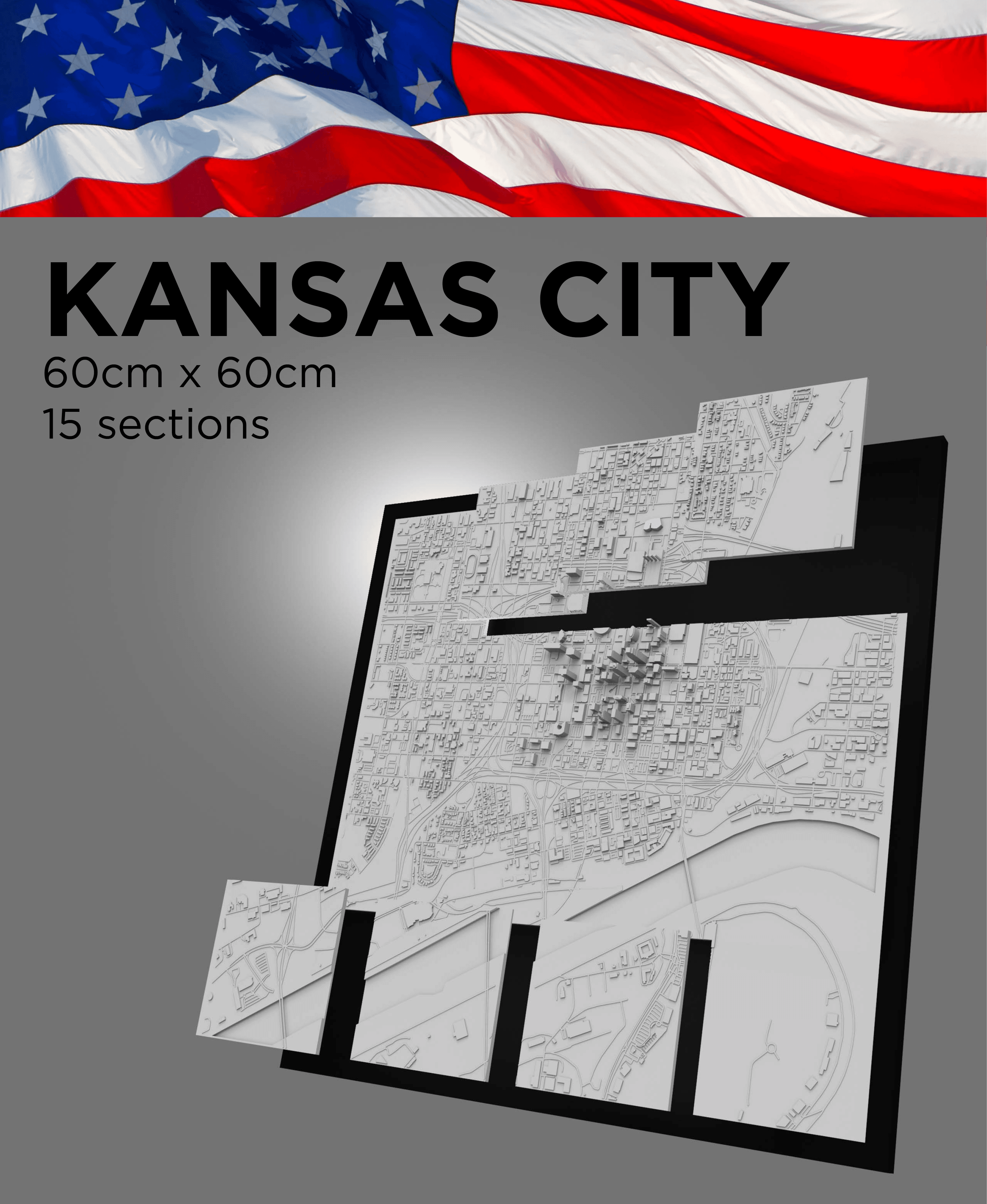 KANSAS CITY, Skyline 3d map 3d model