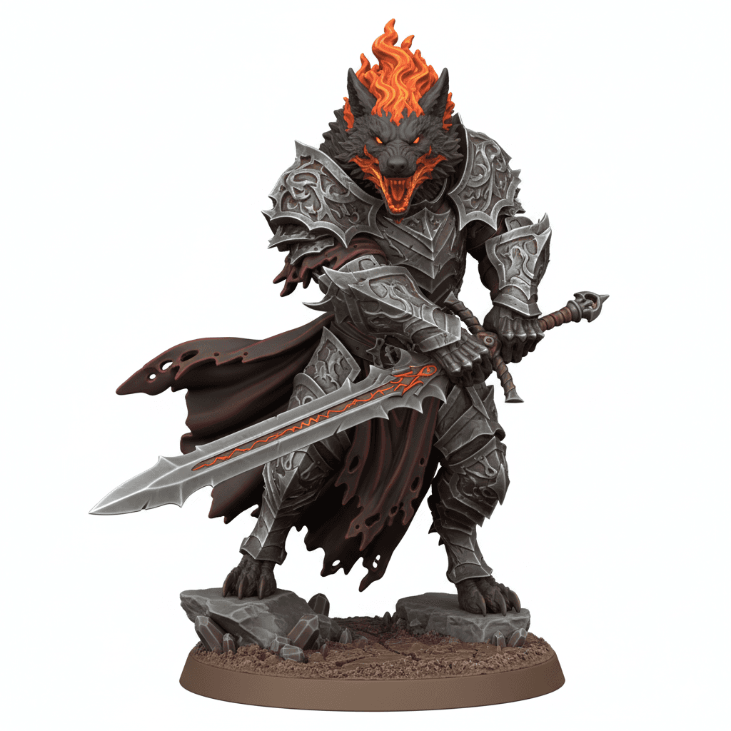 Infernal Wolf Demon Flaming Jaws Premium STL Model 3d model
