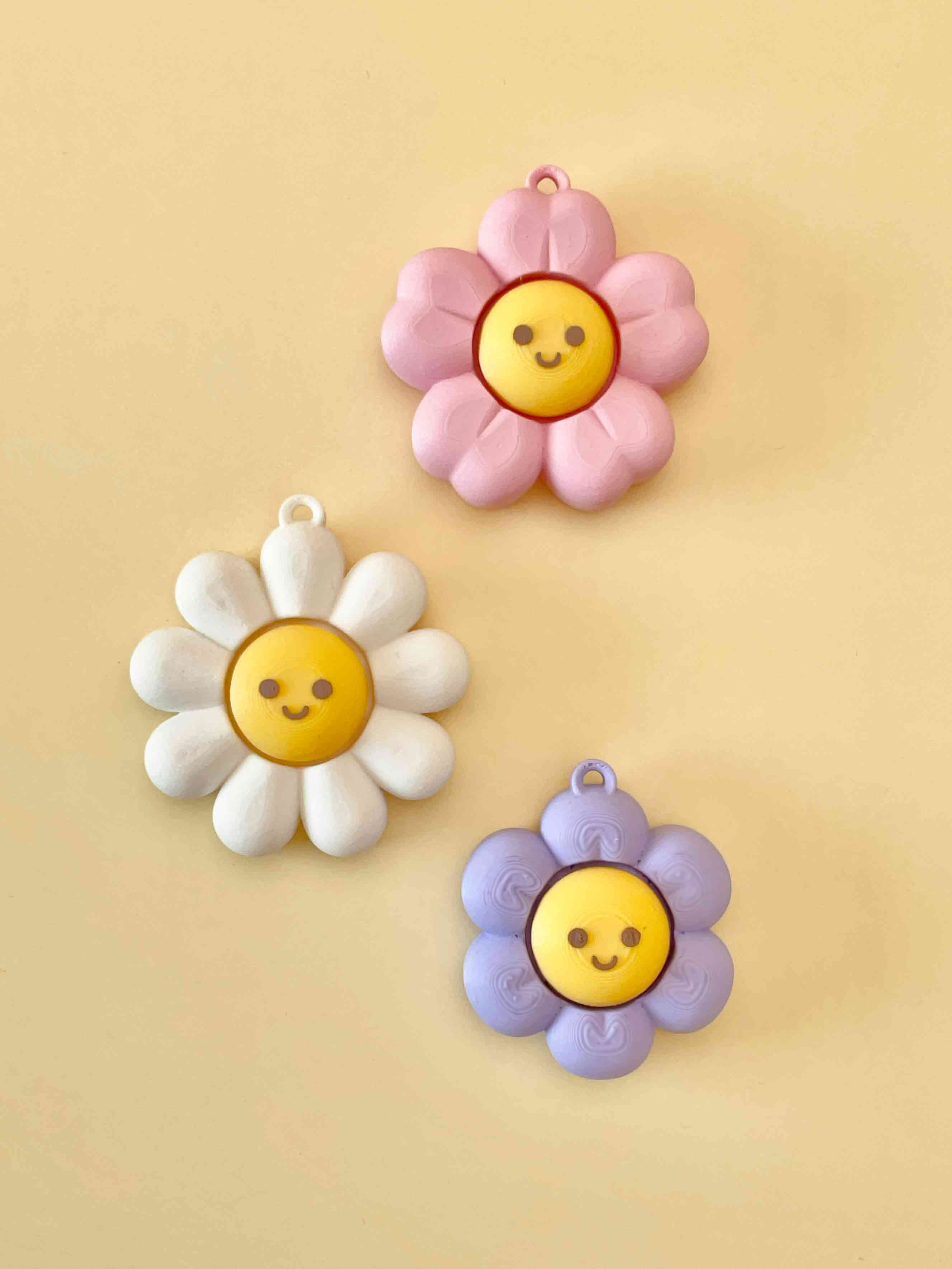Smiley Flower Clicker Keychain Fidget Toy Bundle 3d model