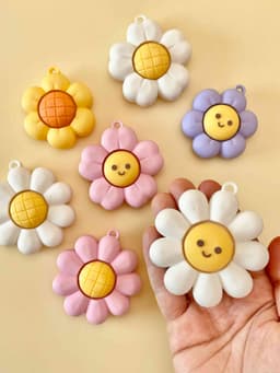 Smiley Flower Clicker Keychain Fidget Toy Bundle 3d model