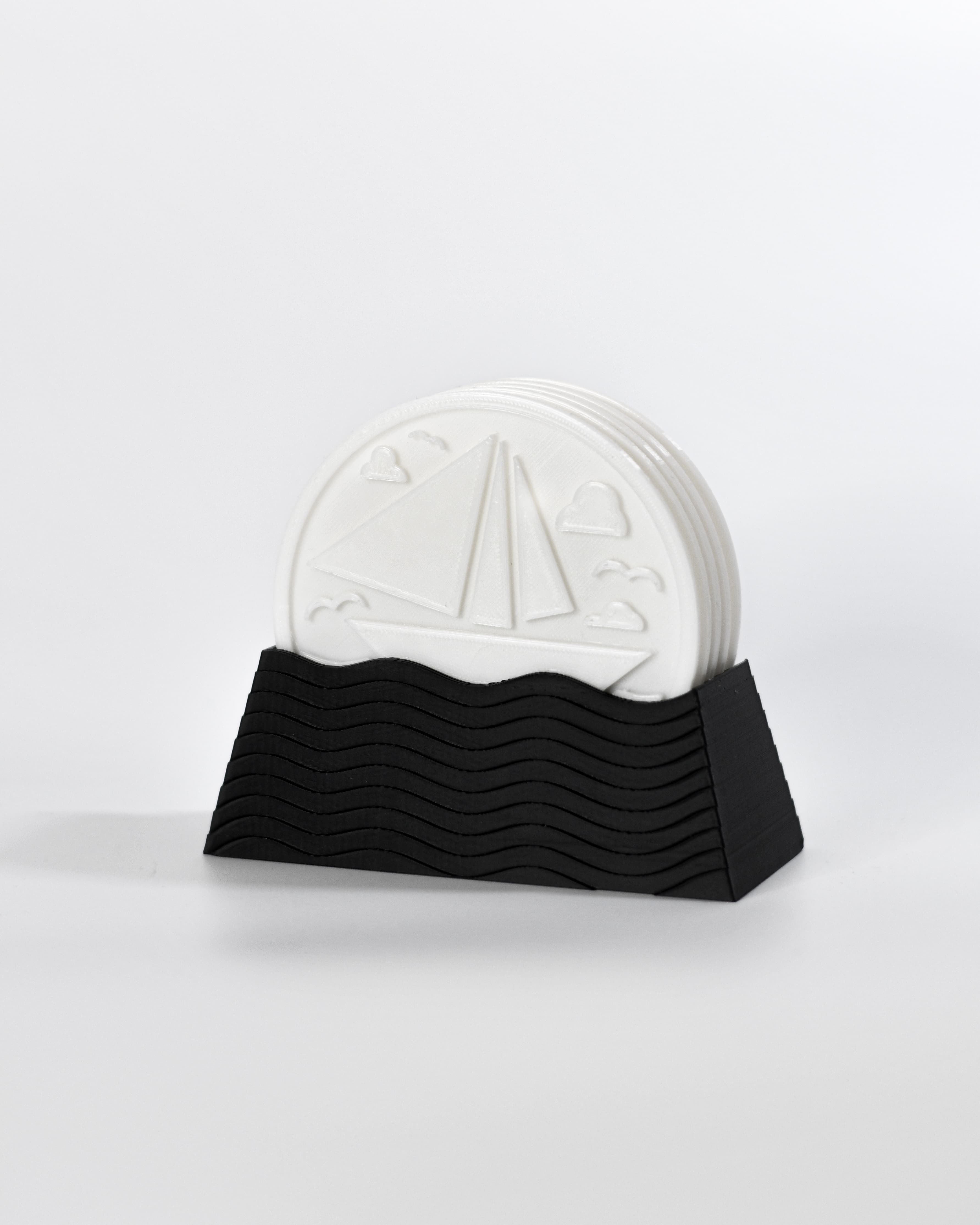 Sailing Coaster with Wave Holder 3d model