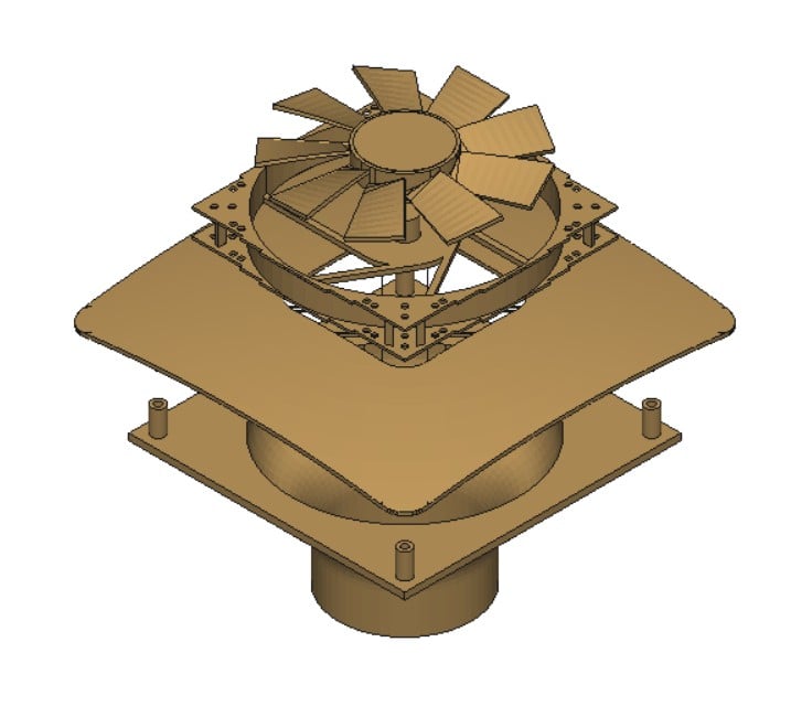 Ventilador 3D con partes ensambladas 3d model