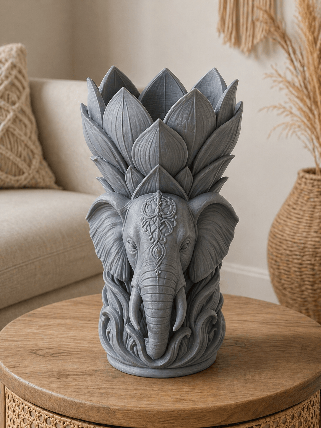 Gray Elephant Lotus Sculptural Vase 3d model