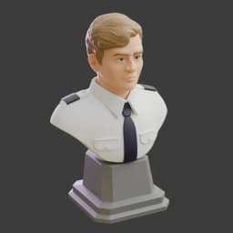 Officer Figure Bust Statue 3d model