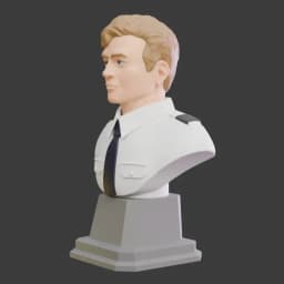 Officer Figure Bust Statue 3d model