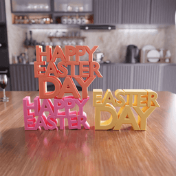 Happy Easter Day Typographic Sign - Spring Home Decor 3d model