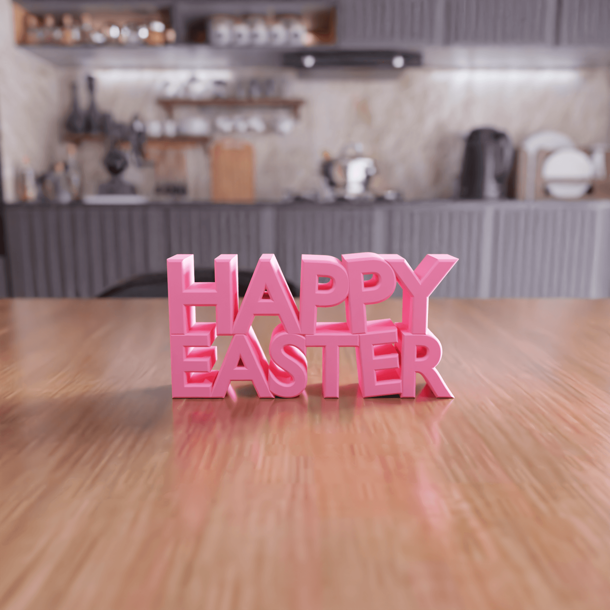 Happy Easter Day Typographic Sign - Spring Home Decor 3d model