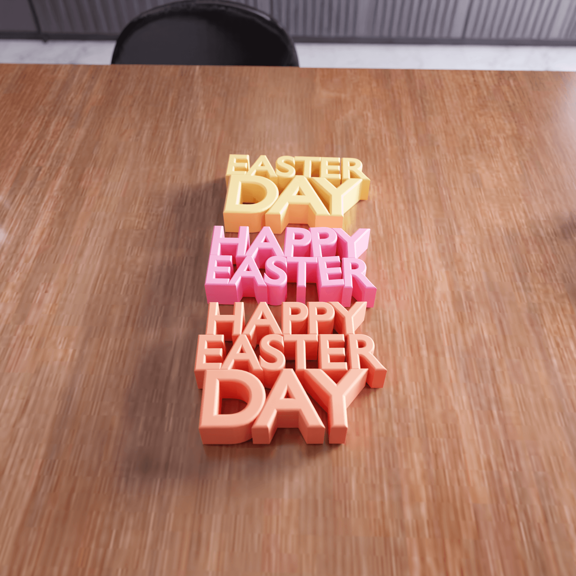 Happy Easter Day Typographic Sign - Spring Home Decor 3d model
