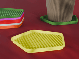 Stackable Scalloped Reverse Pentagon Coaster Set 3D Print STL File | 3 Sizes 3d model