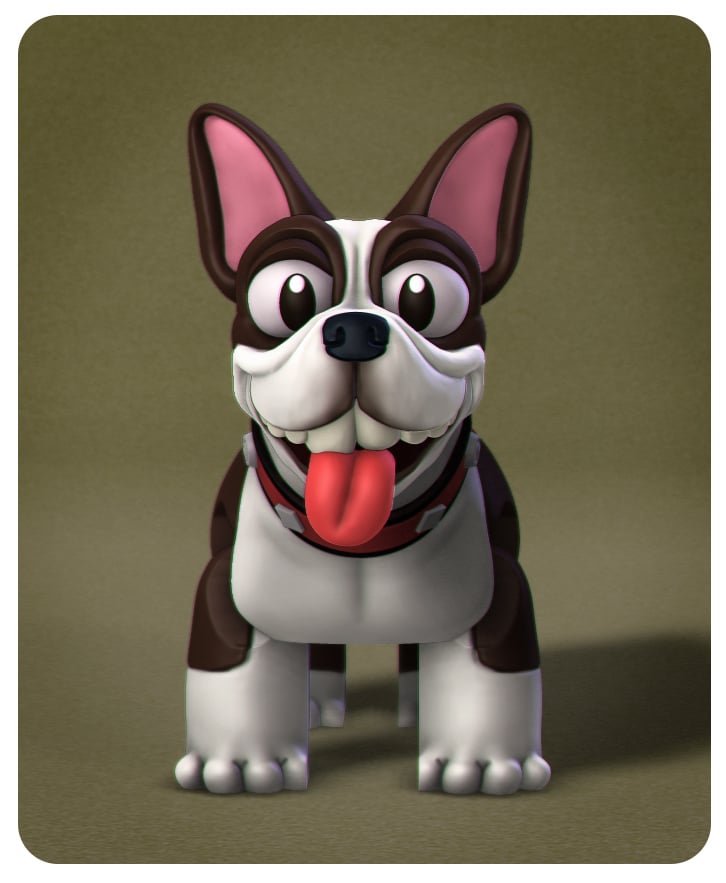 Happy Dogs Boston Terrier 3d model