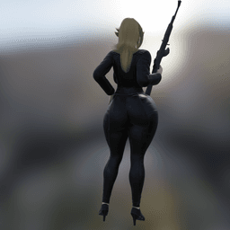 Russian Spy Woman with AK47 v2 3d model