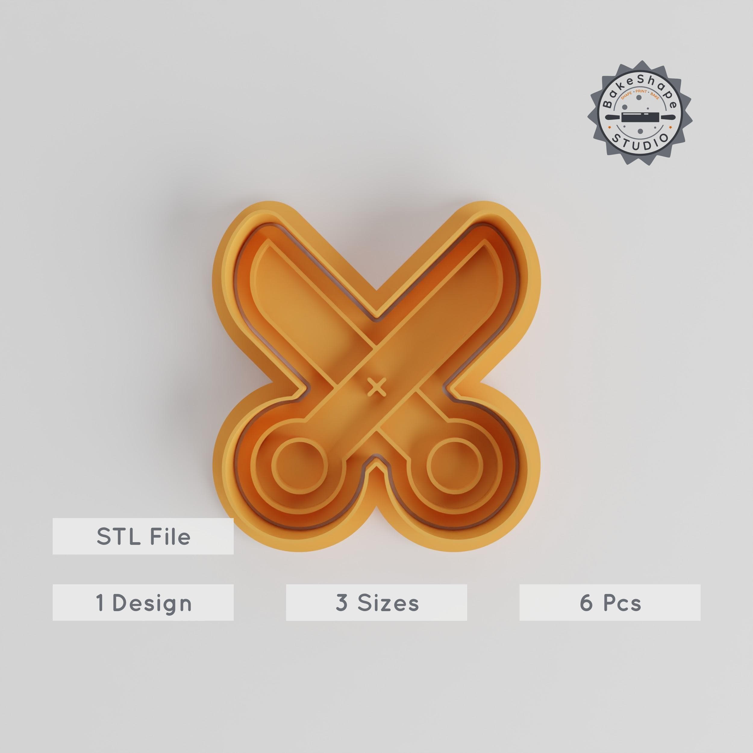 Scissors Cookie Shape Cutter & Stamp, 6 Piece Set, Perfect for Cookies & Fondant, Includes S/M/L Sizes PRODUCT_2959 3d model