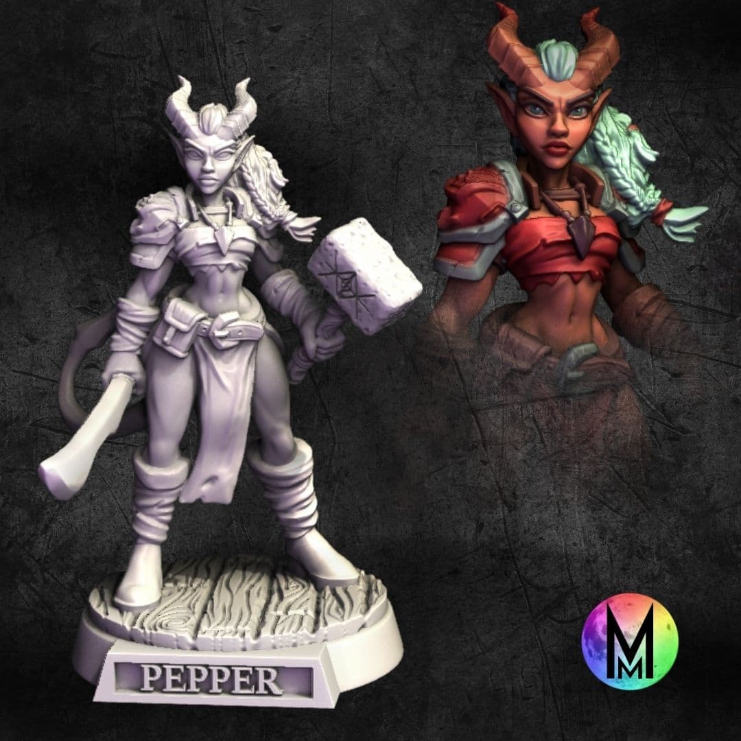 Tiefling Female Fighter Battlemaster / Barbarian - Pepper the Battlemaster Tiefling 3d model