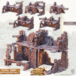 Town Ruins Set (Pre-Supported) 3d model