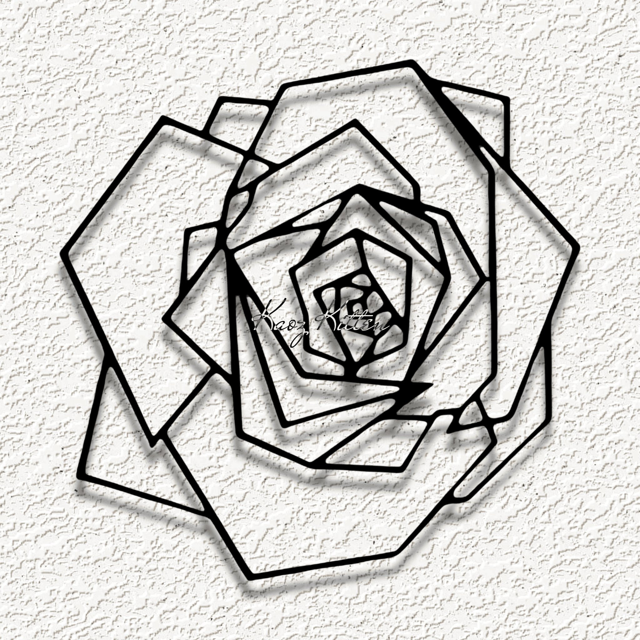 geometric rose wall art 3d model