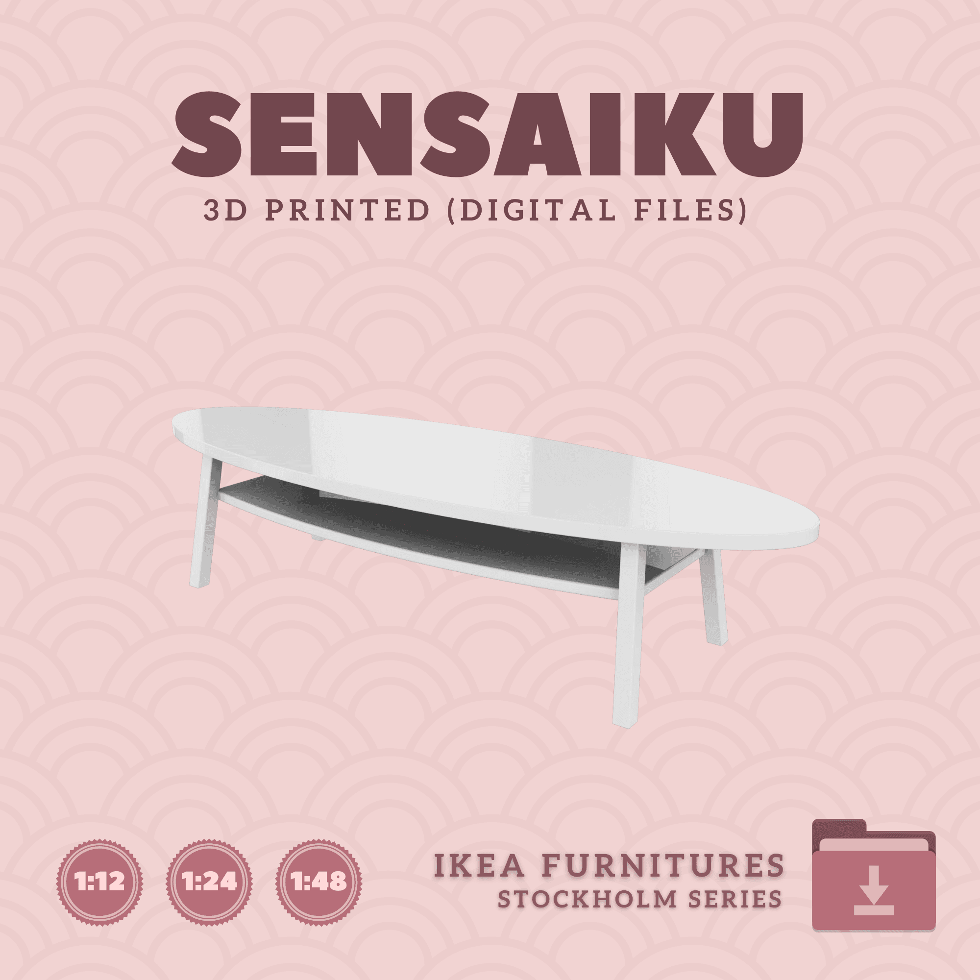 Miniature Replica 17. STOCKHOLM Coffee Table V2 for Miniature Dollhouse - IKEA - 3D Print Instant Do 3d model