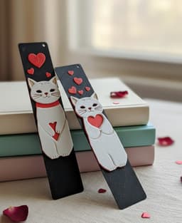 Valentine Kitty Bookmark4 - Hueforge - 4 colors 3d model