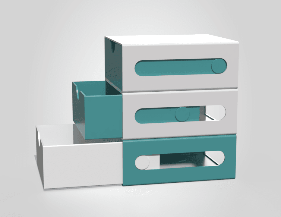 Modular Desk Drawer STL | Stackable Organizer | 3D Printable Storage Box 3d model