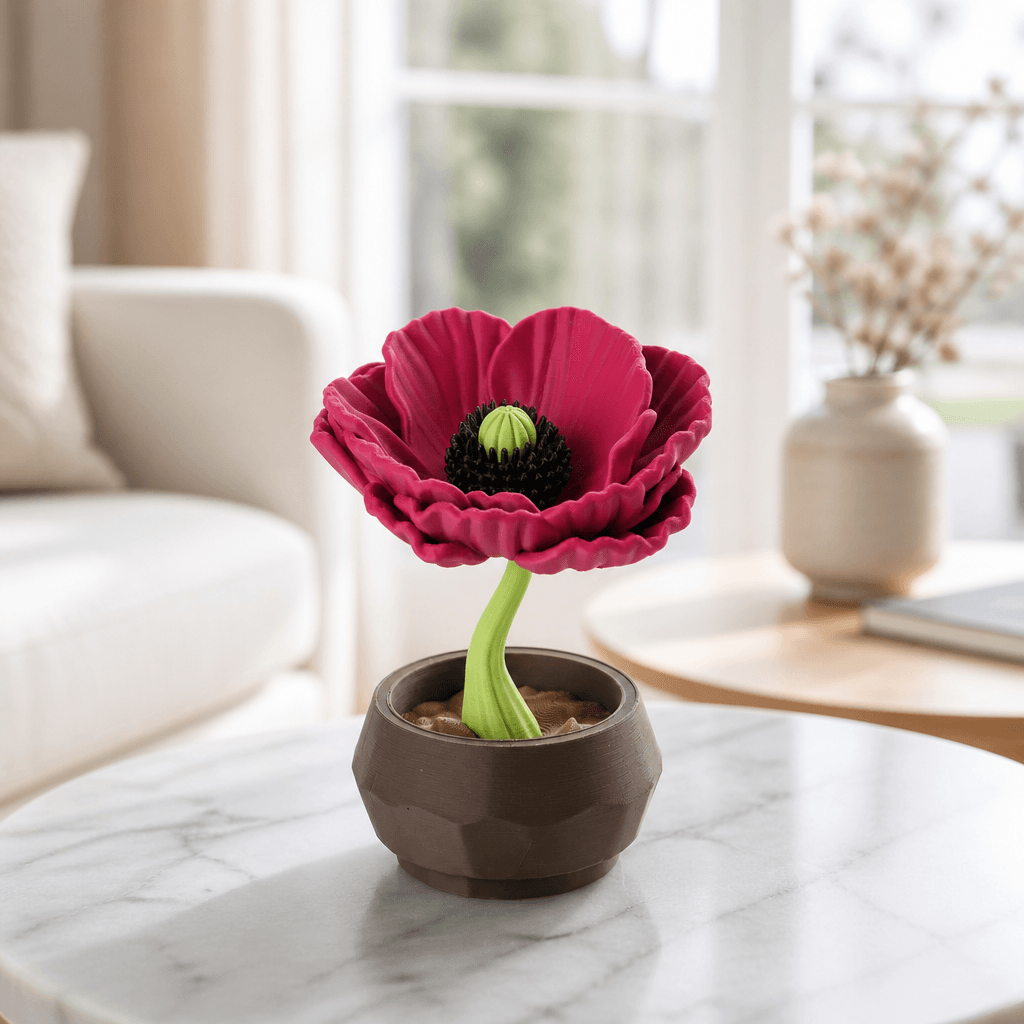 Midnight Bloom Sculpture Decorative Flower in Pot 3d model