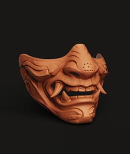 Japanese Oni Half Mask | Samurai Cosplay Prop | Wearable Demon Mask 3d model