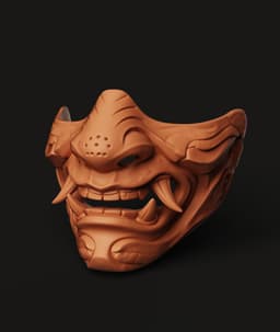 Japanese Oni Half Mask | Samurai Cosplay Prop | Wearable Demon Mask 3d model