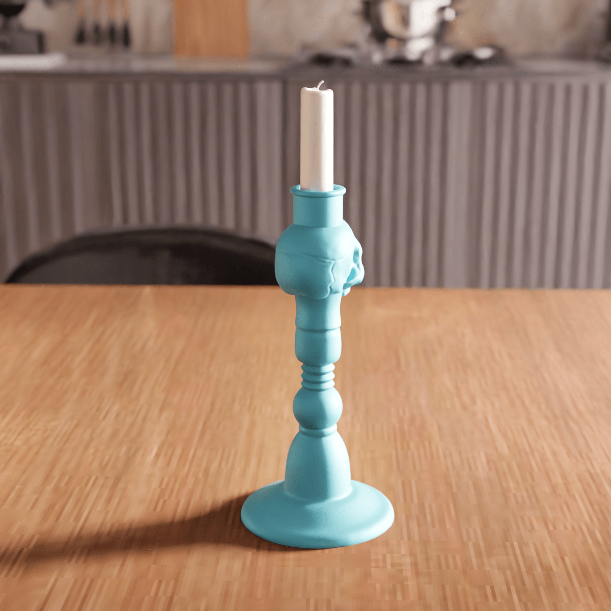 Gothic Skull Candlestick Holder Decor 3d model