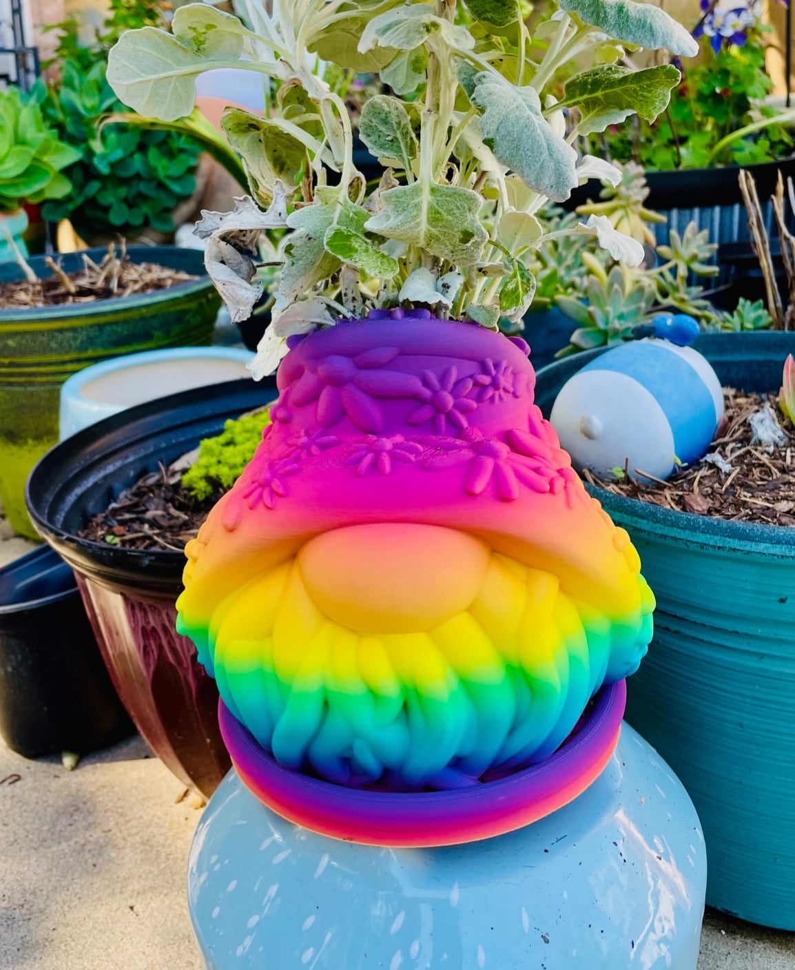 Flower Gnome Planter with Drip Tray 3d model