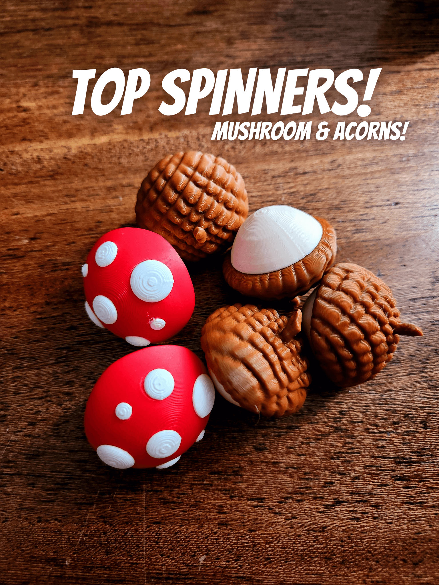 Mushroom and Acorn top spinners! 3d model