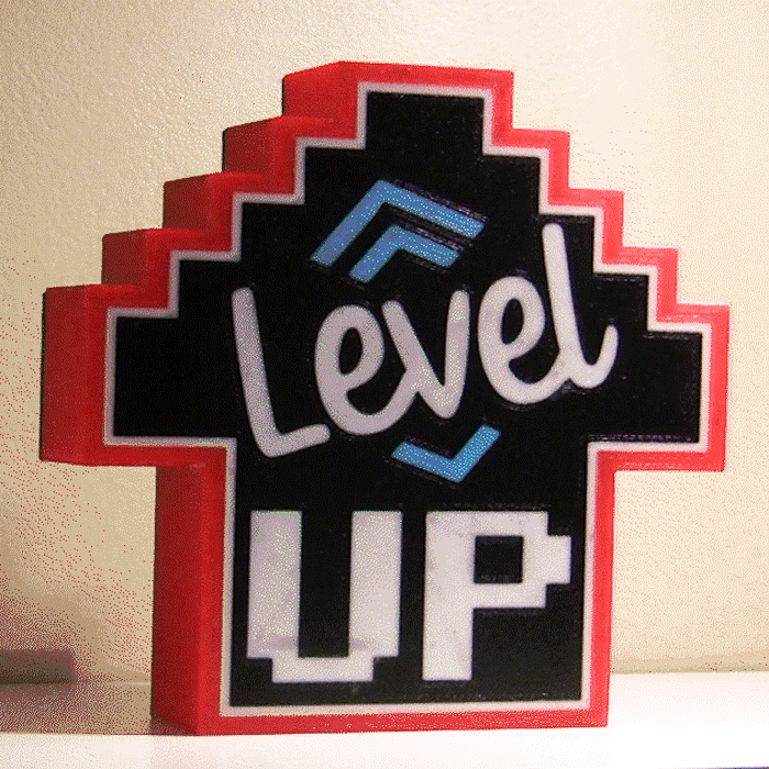 Level Up Lighted Sign With 8-bit Retro Pixel Vibes 3d model