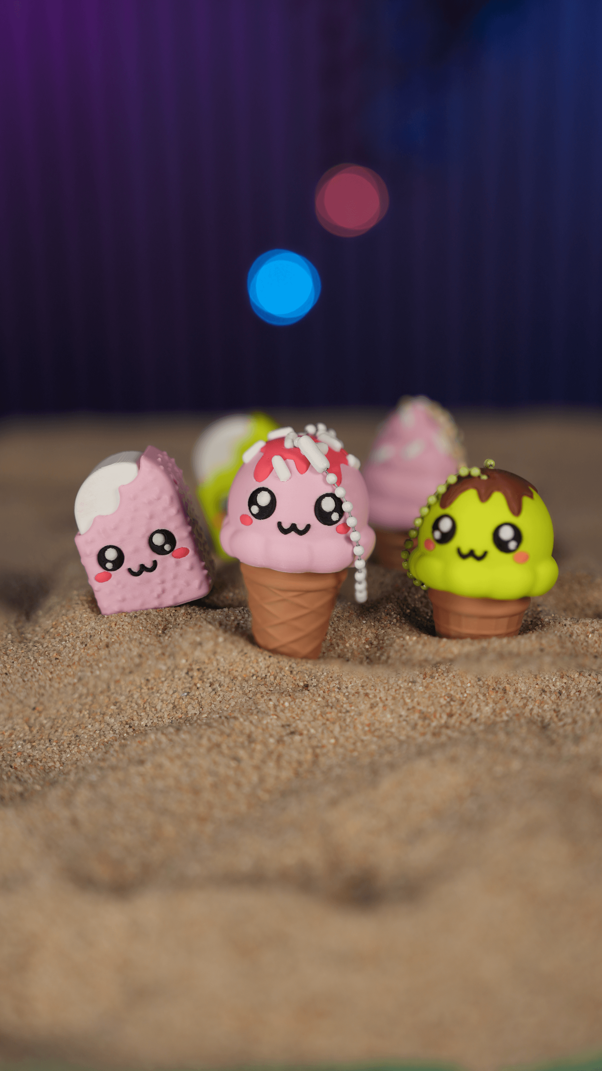 Cute Clicker Ice Cream Pack (Keychain & Fidget) 3d model