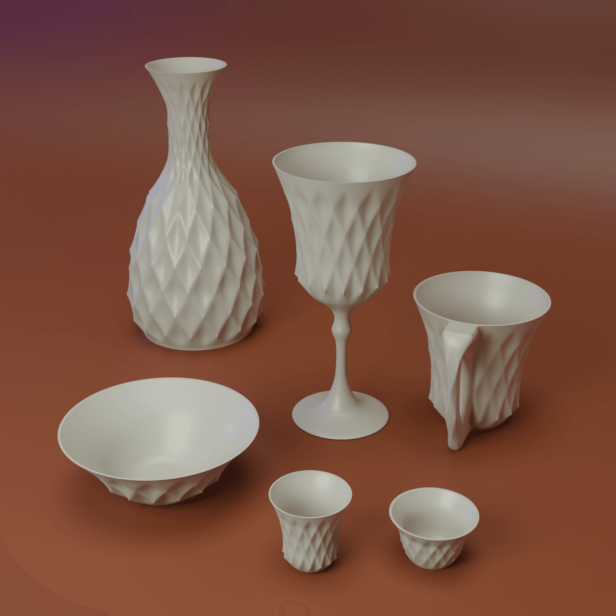 Diamond pattern vessels 3d model