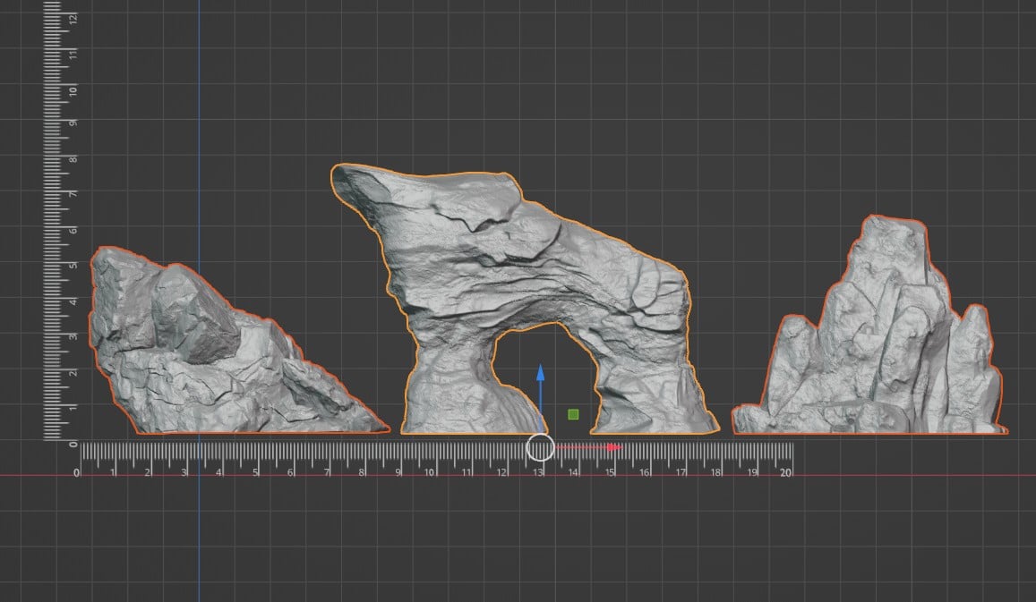 Realistic Rock Set for Miniatures | 10 STL Models (Small, Medium, Large) 3d model