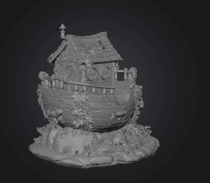 Enchanted Ship Cottage STL File 3D Print 3d model