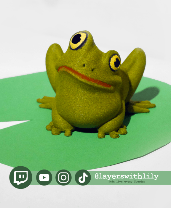 Printed this during our Frog Themed livestream on Twitch after PixelAndPlastic dropped in to come say hi. It's such a charming model! Thanks!