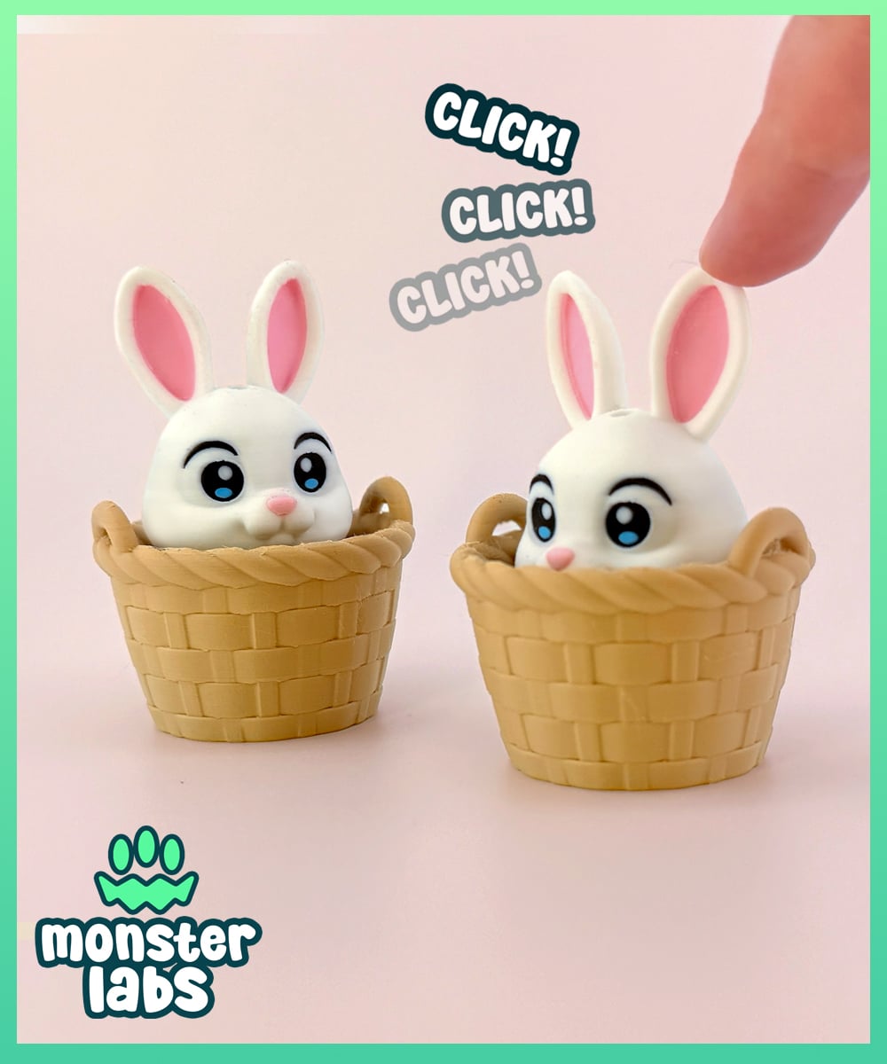 Basket Bunny Fidget Clicker Keychain 3d model