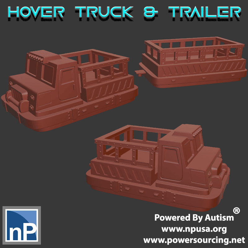 Hover Truck and Trailer 3d model