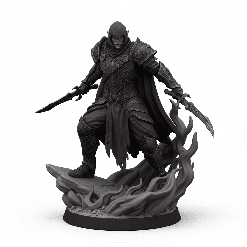Elven Assassin Magical Mist Detailed STL Model 3d model