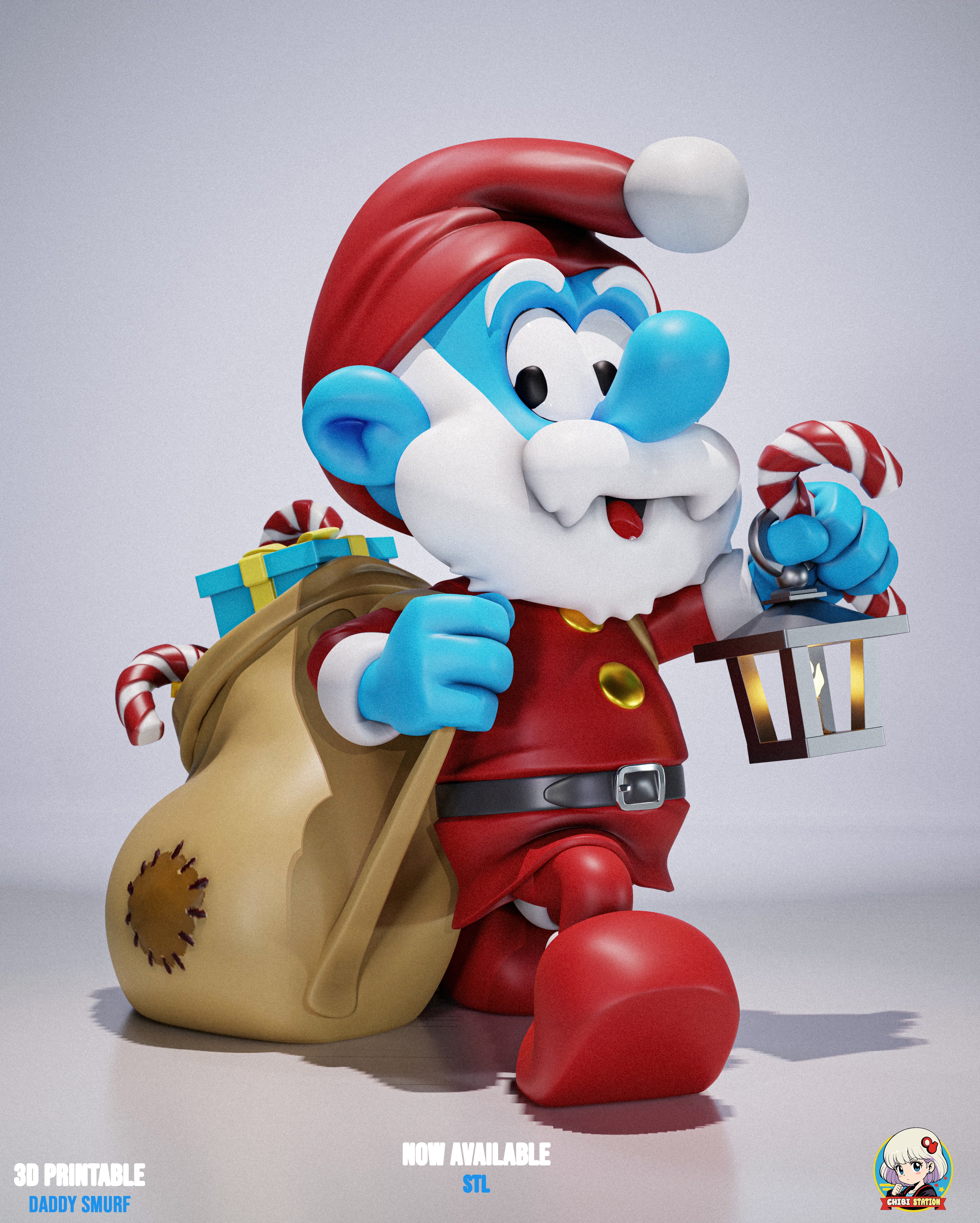Papa Smurf_MERRY CHRISTMAS Chibi - Premium Collectible 3d model