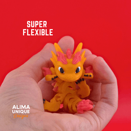SUNFIRE DRAGON with Matching egg / Articulated Fidget Toy / Keychain 3d model