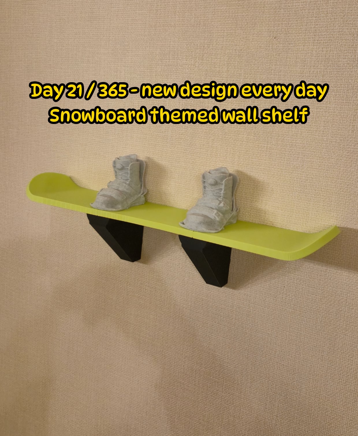 Snowboard Wall Shelf – Modular 3D Printed Wall Storage System 3d model