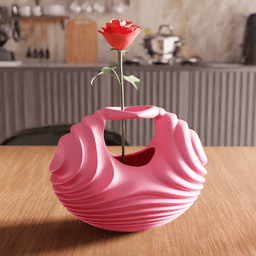 Ribbed Basket Handle Vase / Storage 3d model