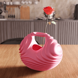 Ribbed Basket Handle Vase / Storage 3d model
