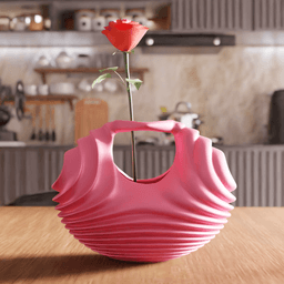 Ribbed Basket Handle Vase / Storage 3d model