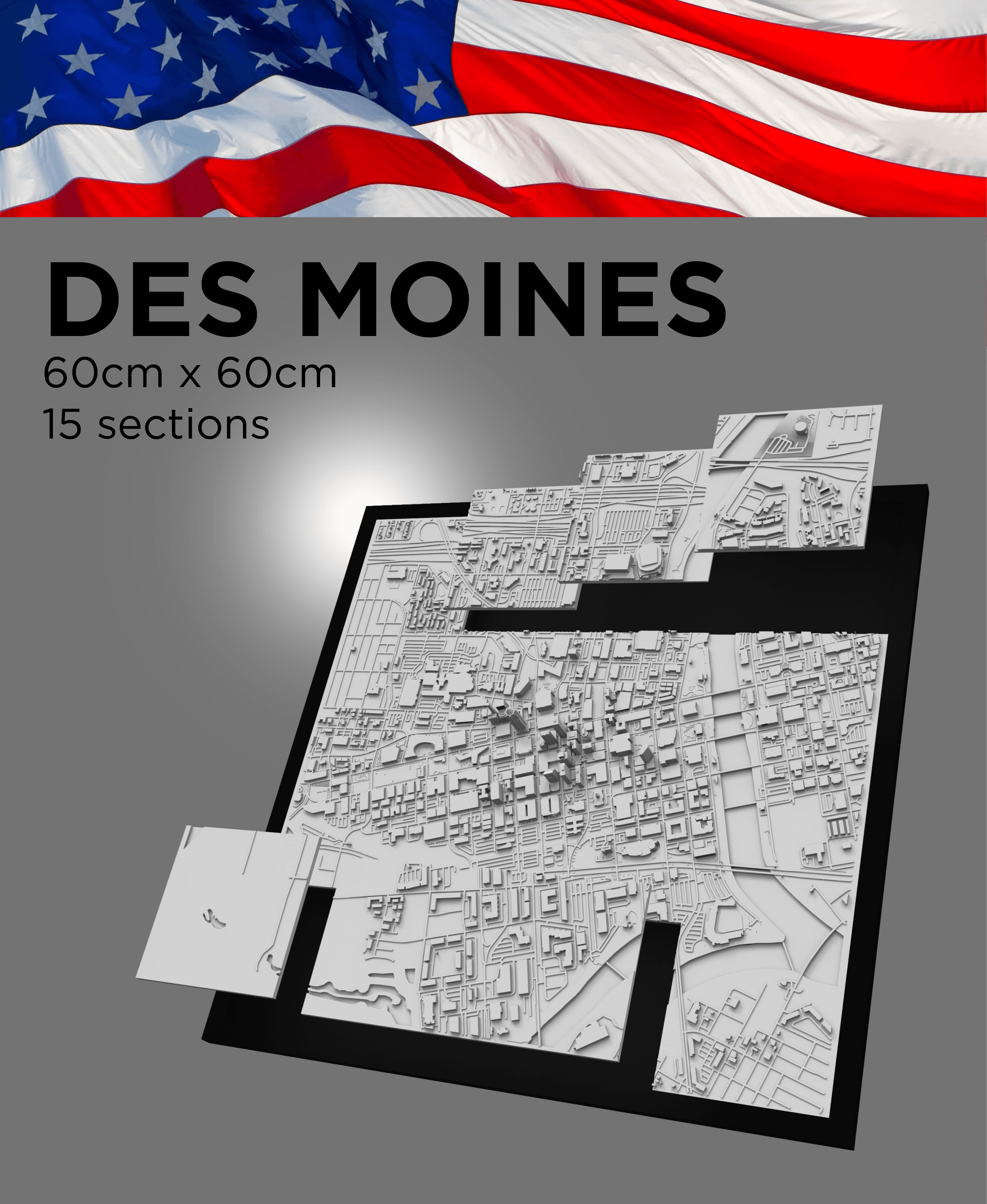 DES MOINES, Skyline 3D map 3d model