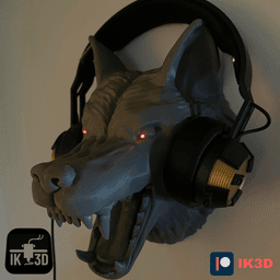 Wolf Head Wall Mounted / Headset Holder 3d model