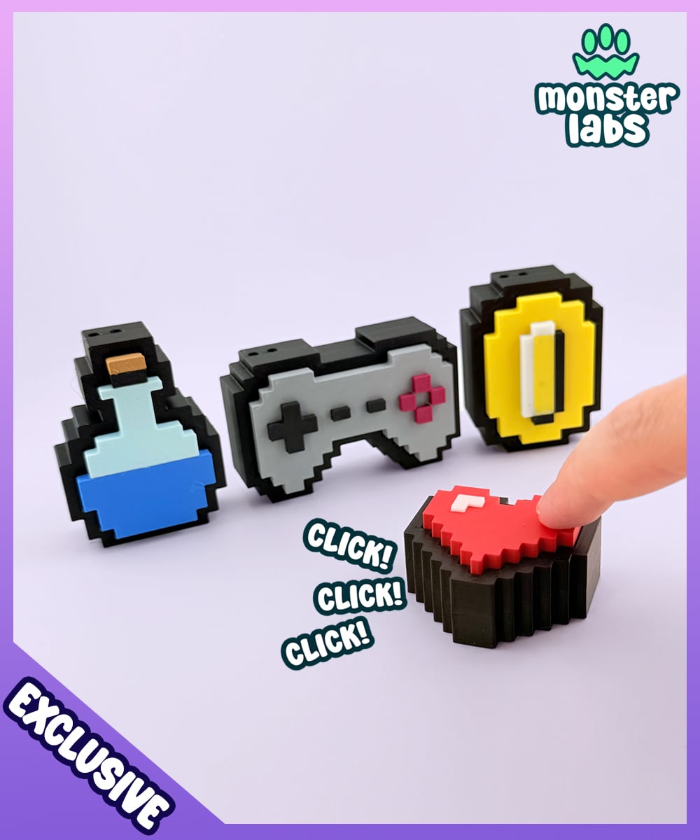 EXCLUSIVE: Retro Video Game Fidget Clicker Keychain Bundle 3d model