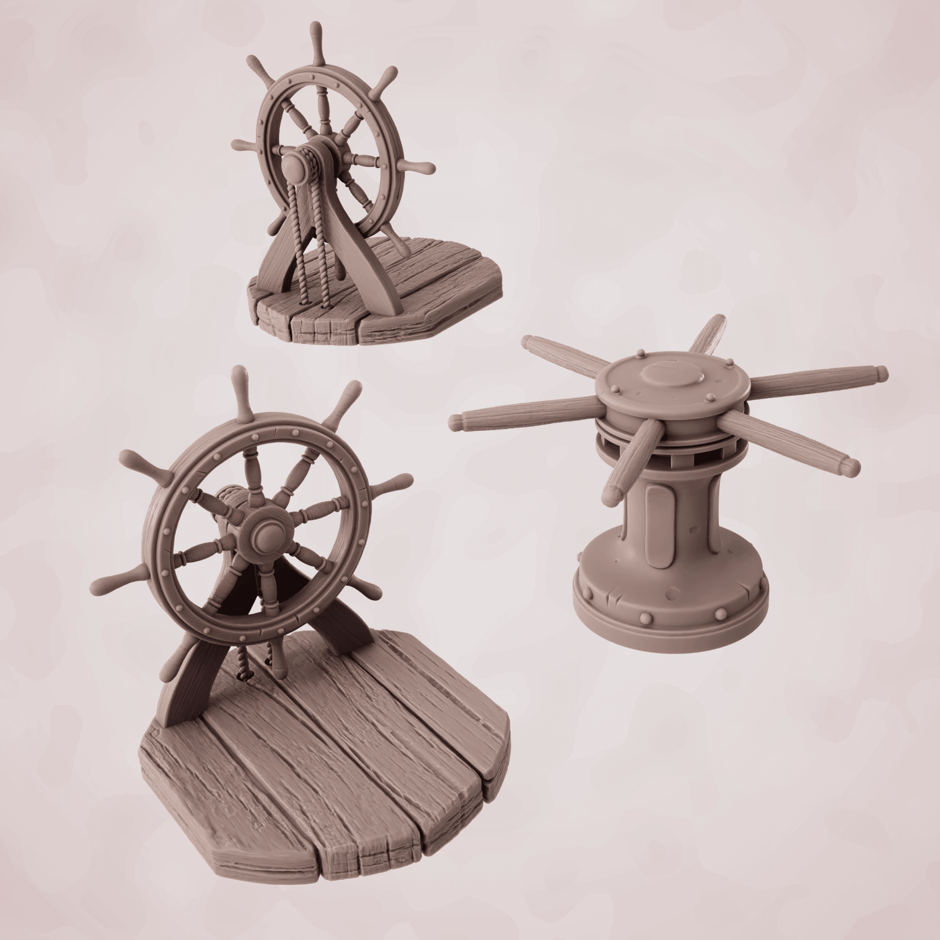 Ships Wheel & Capstain 3d model